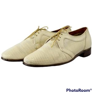 Spectacular DACK's Made in Canada White Perforated Leather Lace Up Derby 10.5 F